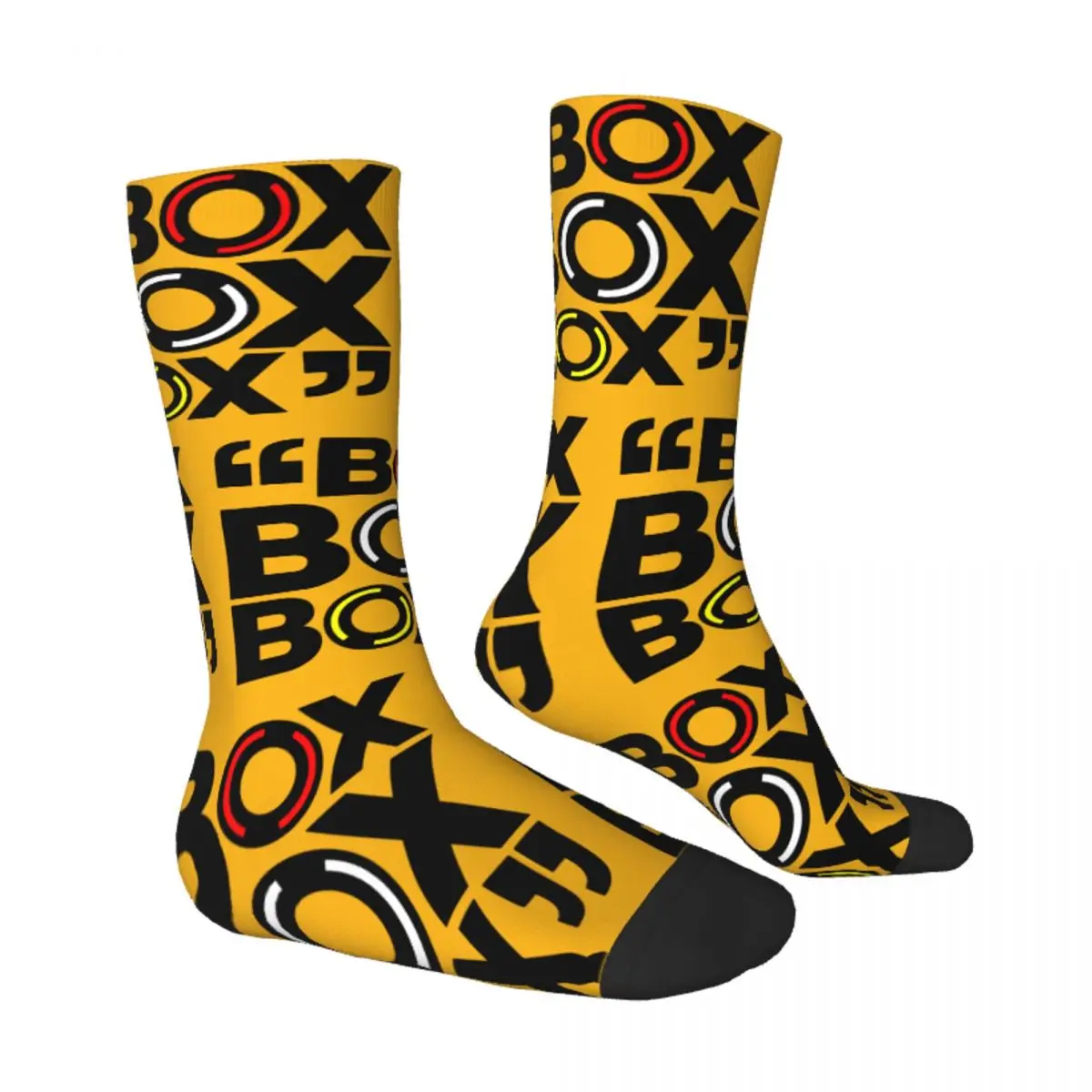 Funny Crazy Sock for Men Box Box Box Formula 1 Tyre Compound Hip Hop Vintage  Seamless Pattern Printed Boys Crew Sock Novelty