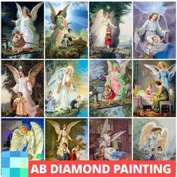 AB Drills Diamond Painting Angel Religion Full Square Diamond Embroidery Woman Mosaic Portrait Cross Stitch Kits New Home Decor