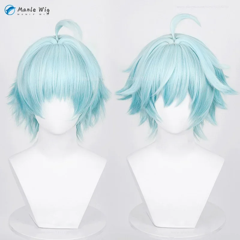 Game Cosplay Chongyun Cosplay Wig Blue Gradient Scalp Wig Heat Resistant Hair Synthetic Role Play Wigs Wig Cap