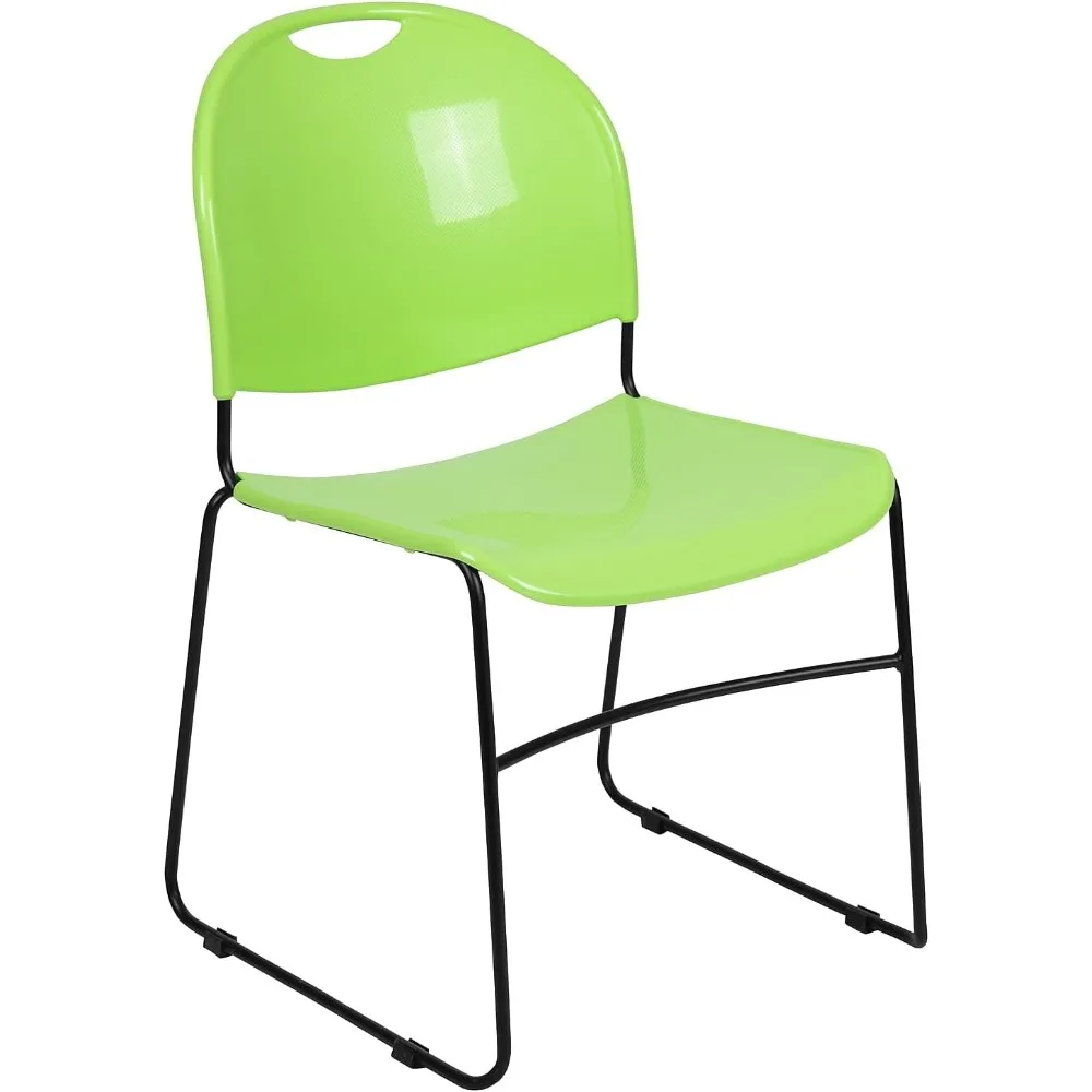 Series 880 lb. Capacity Green Ultra-Compact Stack Chair with Black Powder Coated Frame