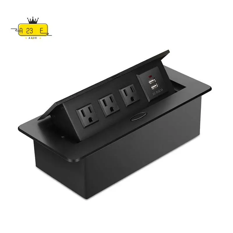 

A23E- Embedded Power Strip -Up Socket 125V15A Desktop Socket Aluminum Alloy Multi-Function Embedded Desktop Socket