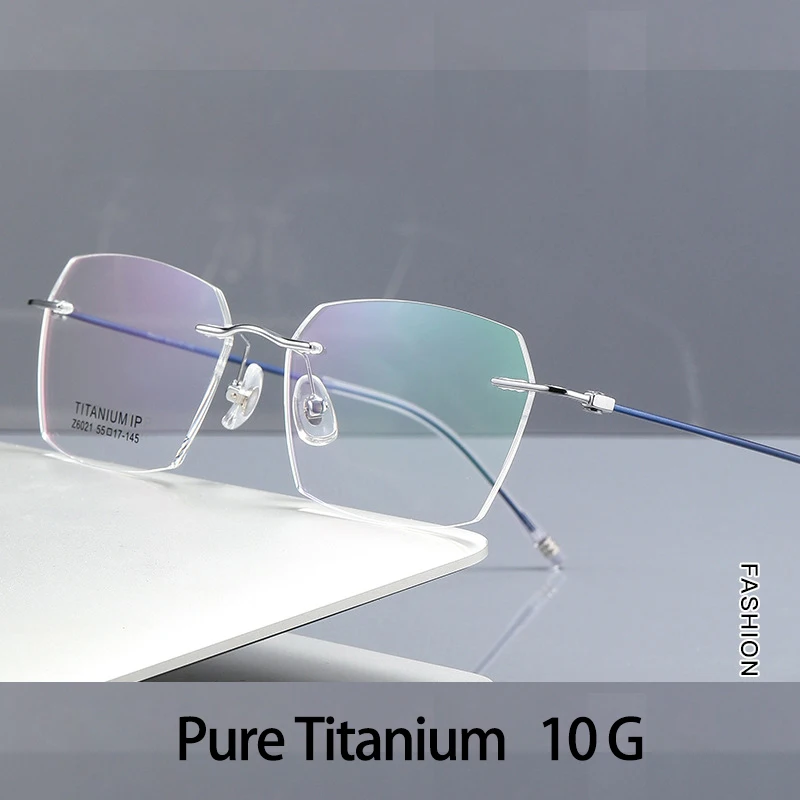 

LCUKY Luxury New Fashion Rimless Glasses Ultra light Pure Titanium Spectacle Optical Prescription Frames Man Woman 8821
