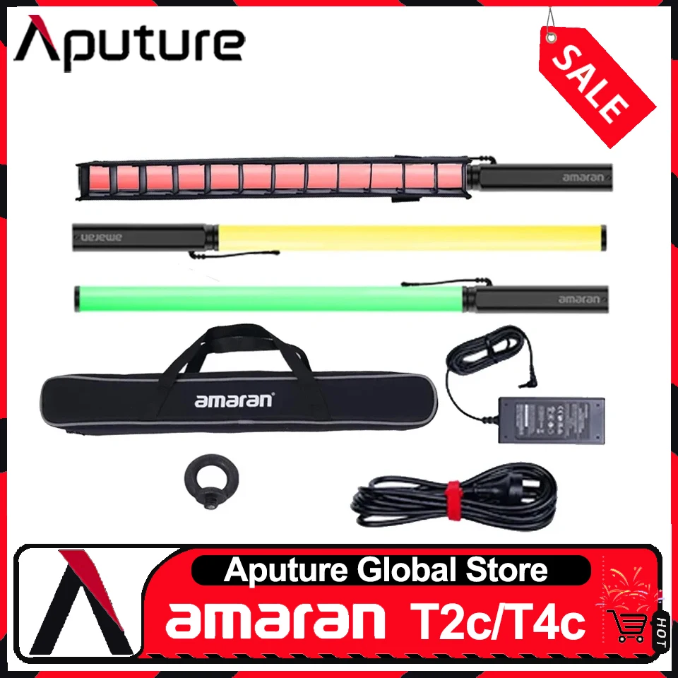 Aputure Amaran T2c/T4c Tube Light 2500-7500K RGB Full Color Handled LED Video Light Stick with Storage Box