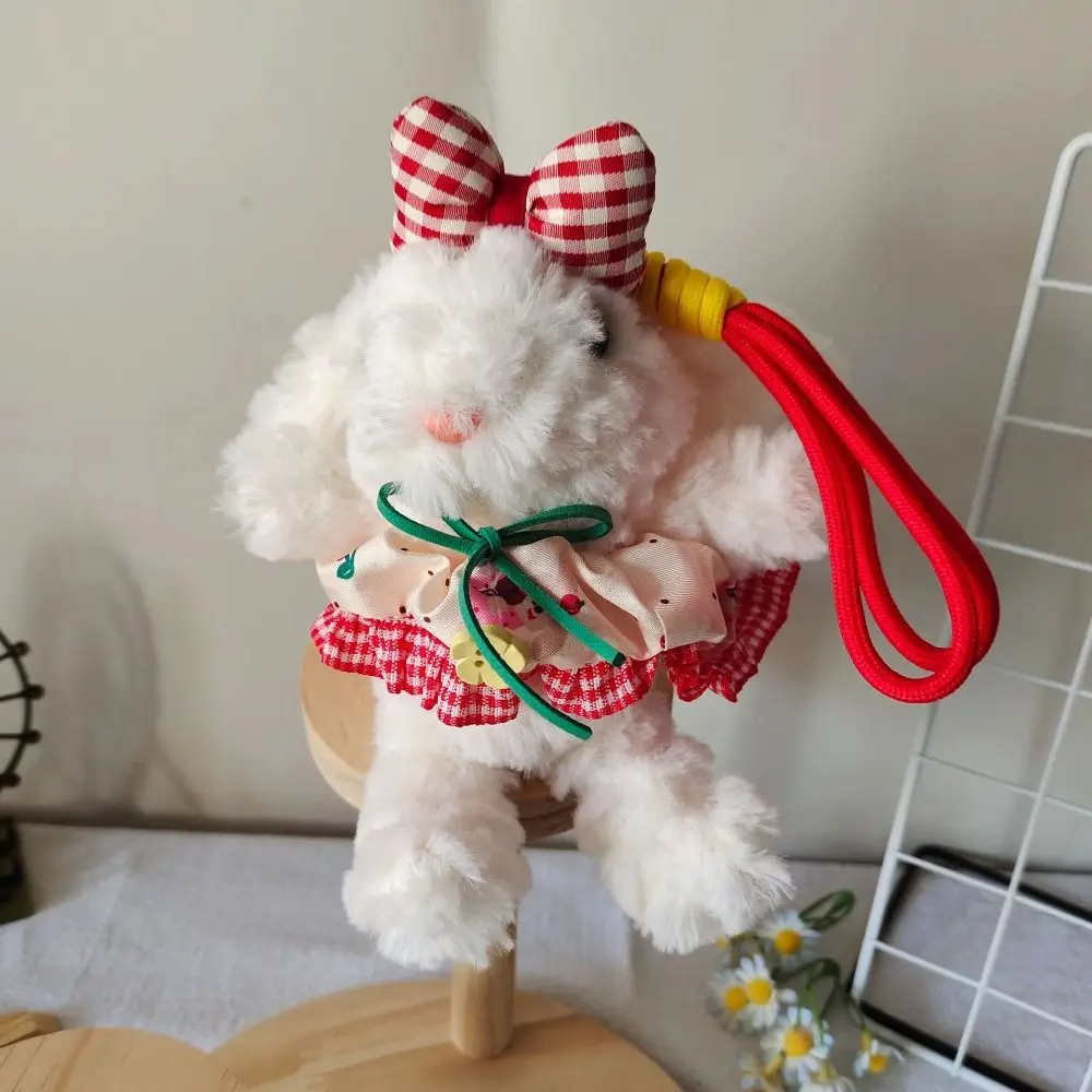 

New Plush Rabbit Doll Pendant Cartoon Bowknot Doll Keychain Stuffed Lop Ears Hanging Decoration Gifts
