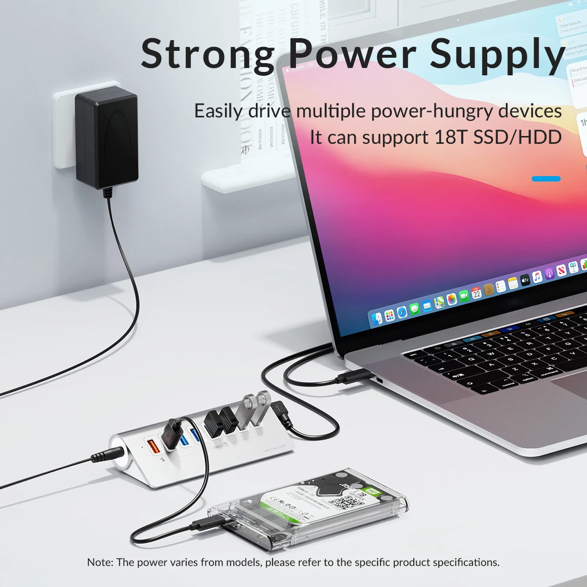 USB 3.2 Hub Aluminum 10Gbps 7Ports USB Splitter for iMac MacBooks Mac Mini