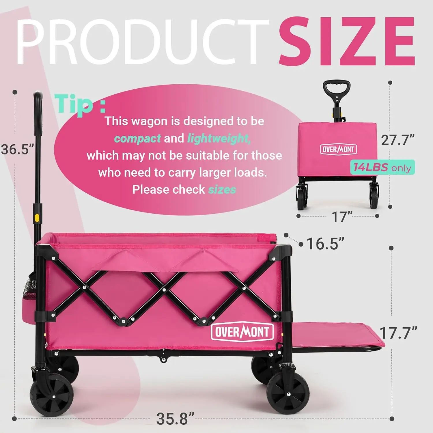 รถเข็นพับได้พร้อมประตูท้าย - รับน้ำหนักได้ 220 ปอนด์ รถเข็นอเนกประสงค์น้ำหนักเบาพับเก็บได้สำหรับการช็อปปิ้ง สวน ชายหาด