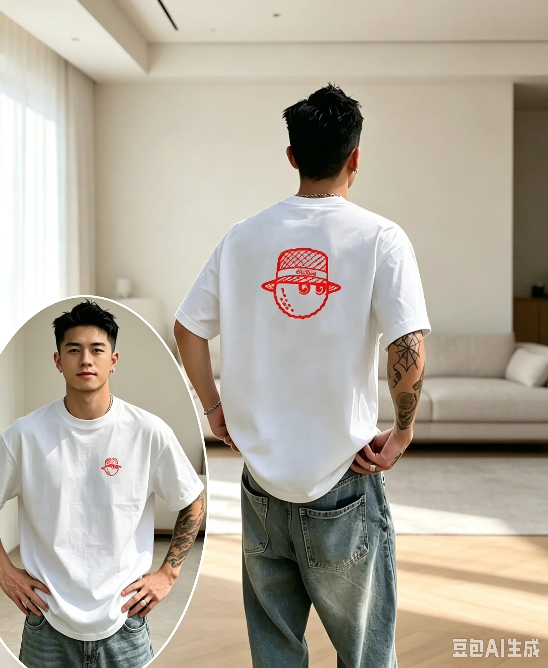 2026 Neues Marineblaues Streetwear-Golf-T-Shirt für Herren mit Golf-Ball- und Kappengrafik, Modernes Lässiges Kurzarm-Oberteil – Detail 2