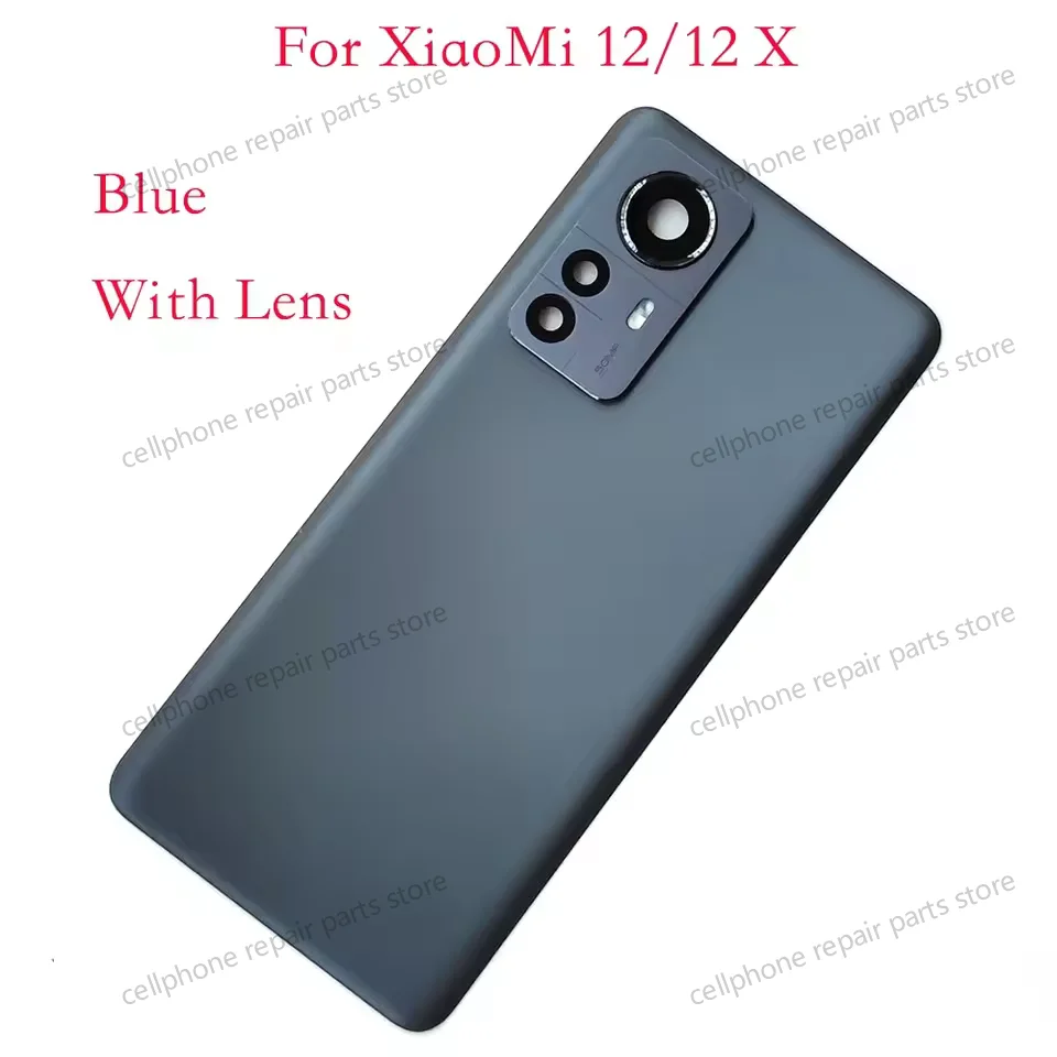 الغطاء الخلفي الزجاجي لXiaomi 12 غطاء البطارية الإسكان حالات الباب لXiaomi mi12 الغطاء الخلفي مع عدسة الكاميرا والملصق