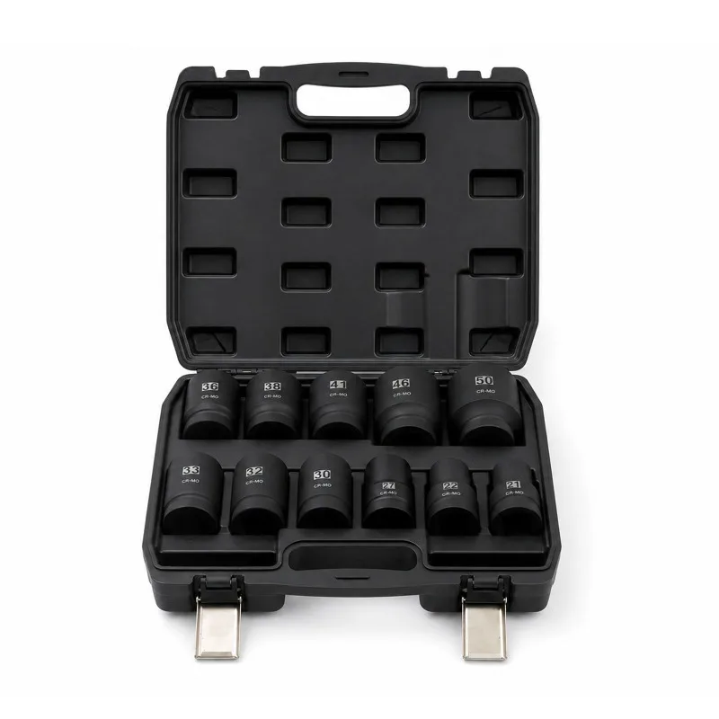 1‑Inch‑Drive 11‑Piece Pneumatic Impact Socket Set Automotive Repair Hardware Tool Kit