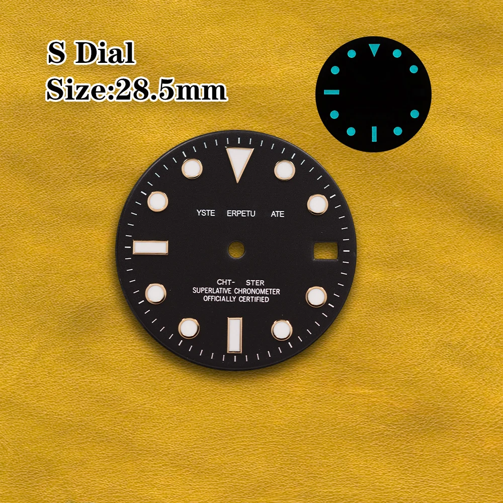 S Dial 28.5mm Y-acht Dial Sunray Dial Ice Blue Luminous  Fit NH35 NH36 Movement Watch Modification Accessories ﻿