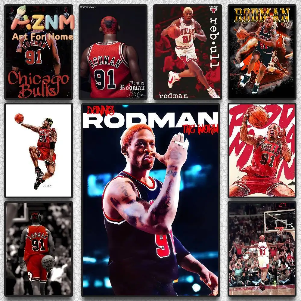 Pôster de estrela do basquete d-dennis rodman, arte hd, adesivo de parede, à prova d'água, para casa, sala de estar, quarto, bar, decoração estética, 1 peça