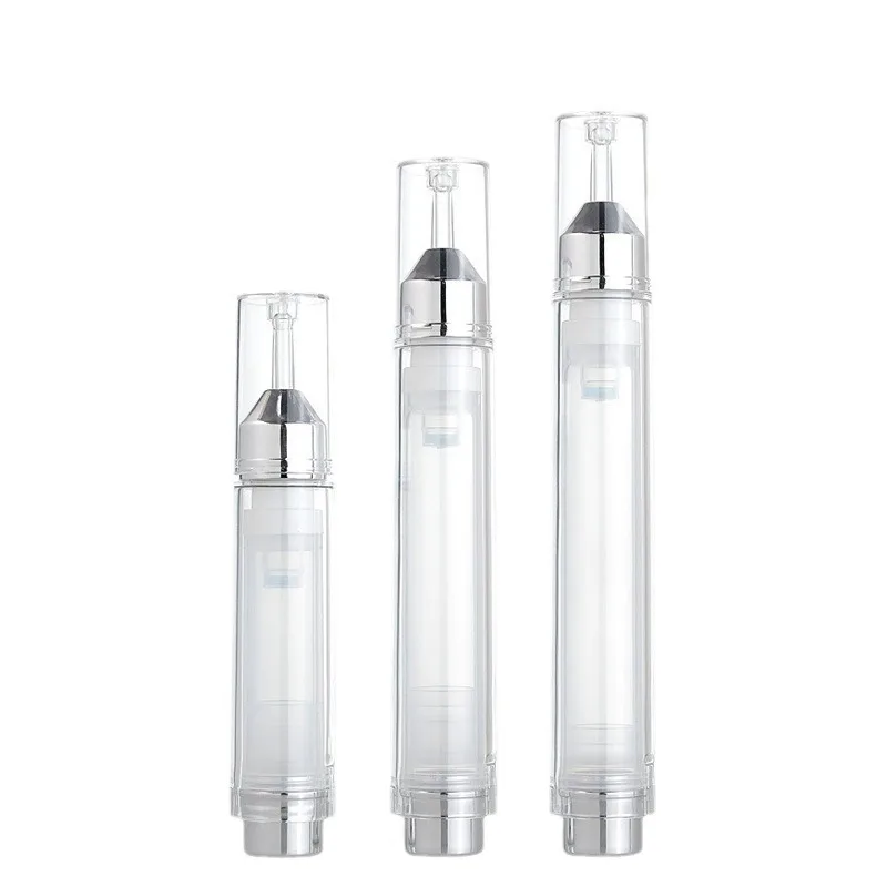 100 szt. Butelki z pompką bezpowietrzną DIY 5/10/15 ml Puste Wielokrotnego Użytku Wysokiej Jakości Podróżne Pojemniki z Pompką do Kremu pod Oczy Olejków Eterycznych