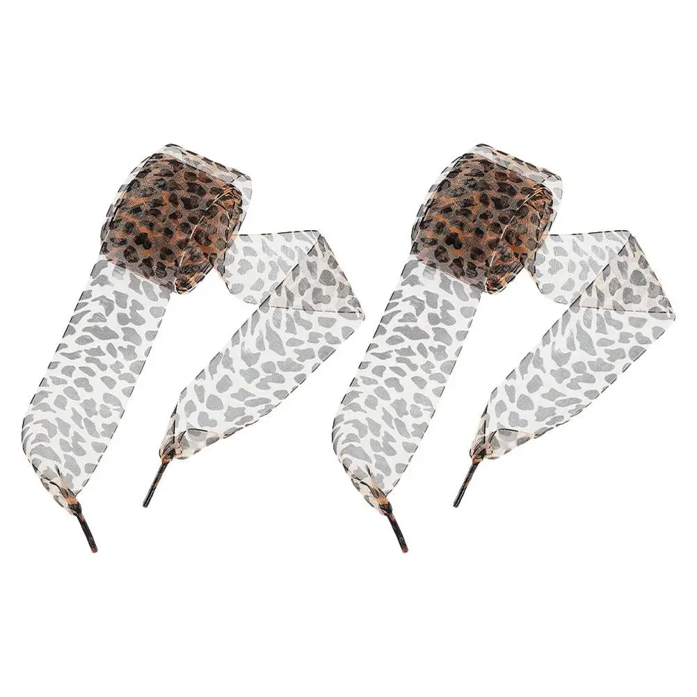 4CM Wide 110CM Ribbon Gauze Lace Leopard Print Animal Flat Boot Fun Shoe Laces Polyester Versatile Use Cute Design