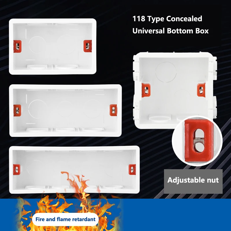 118 Type US AU Standard Universal Bottom Box Wall Housing Light Switch Socket Mounting Box Inner Cassette Junction Box