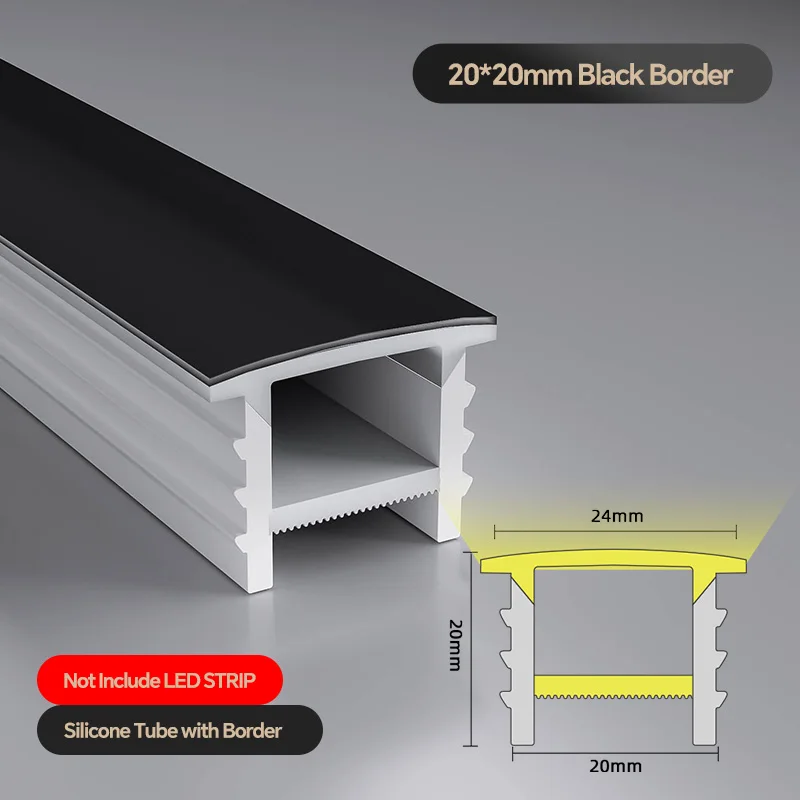 6–9m 20m flexibel siliconen LED-profiel met diffuser voor inbouw lineaire verlichting Buigbare rand of randloos Zwart Wit