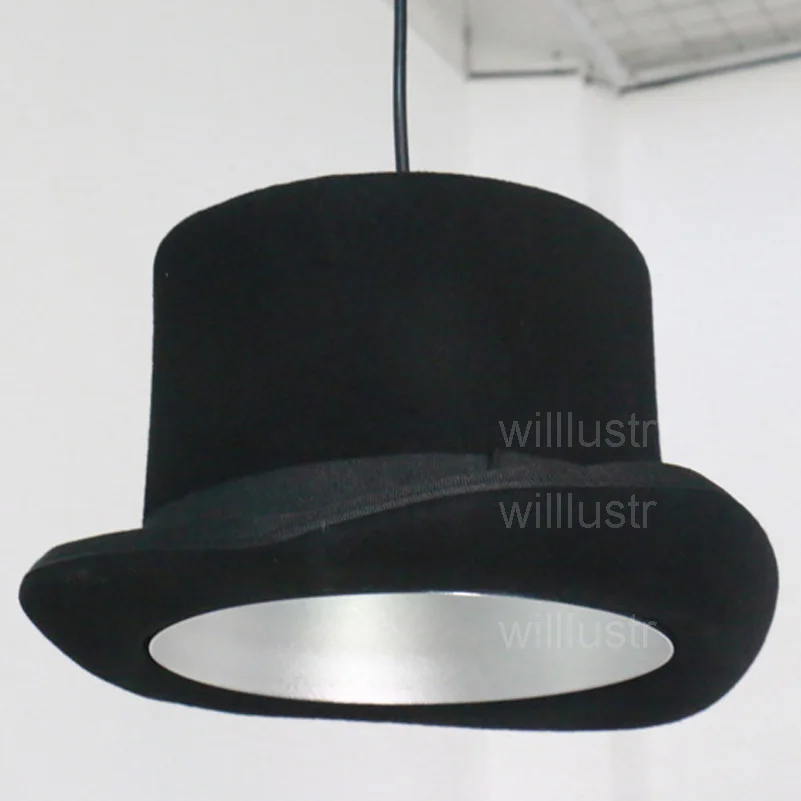 Imagem -02 - Felt Hat Lâmpada Pingente Handmade Aluminum Suspension Light Jeeves e Wooster Cap Hanging Teto Chandelier Hotel e Cafe Shop lã