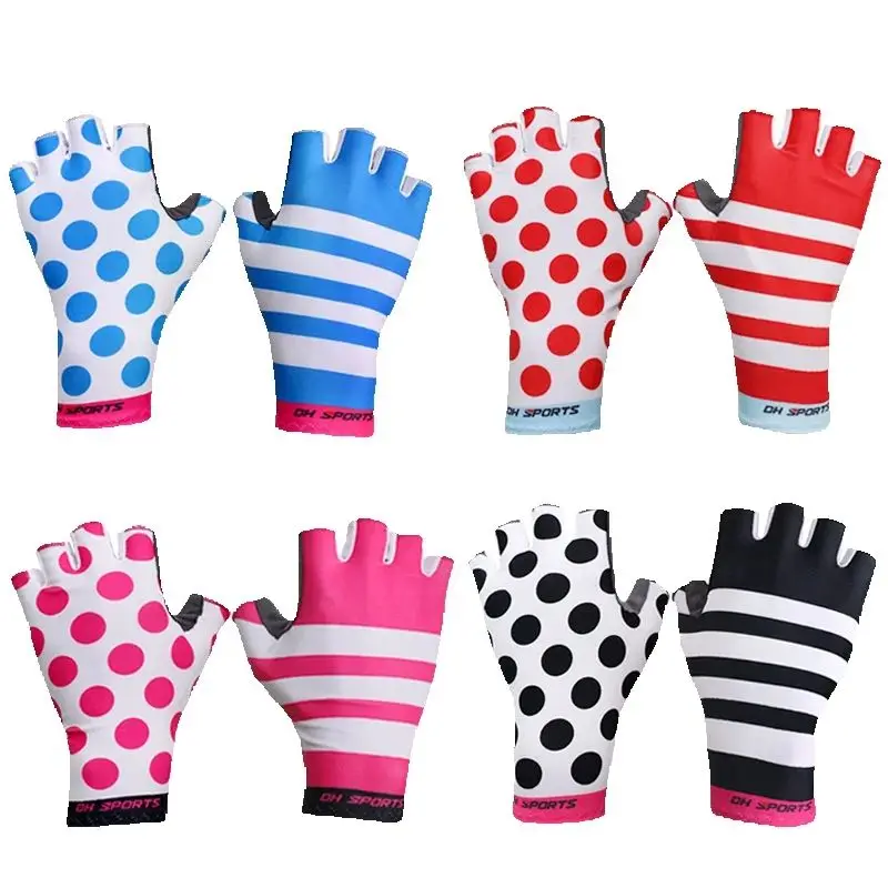 Ice fabric Womens Road Bike Gloves Wind-breaking High Elastic Half-Finger Gel Cycling Bicycle Glove Girl Sports Anti-slip