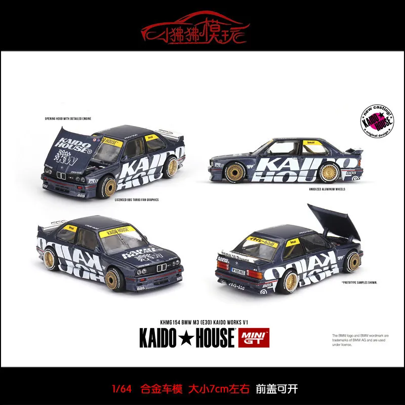 

Модель автомобиля KAIDO House MINI GT 1:64 BMW M3 E30 Works V1 из литого сплава, коллекционная, для автолюбителей, для украшения рабочего стола.
