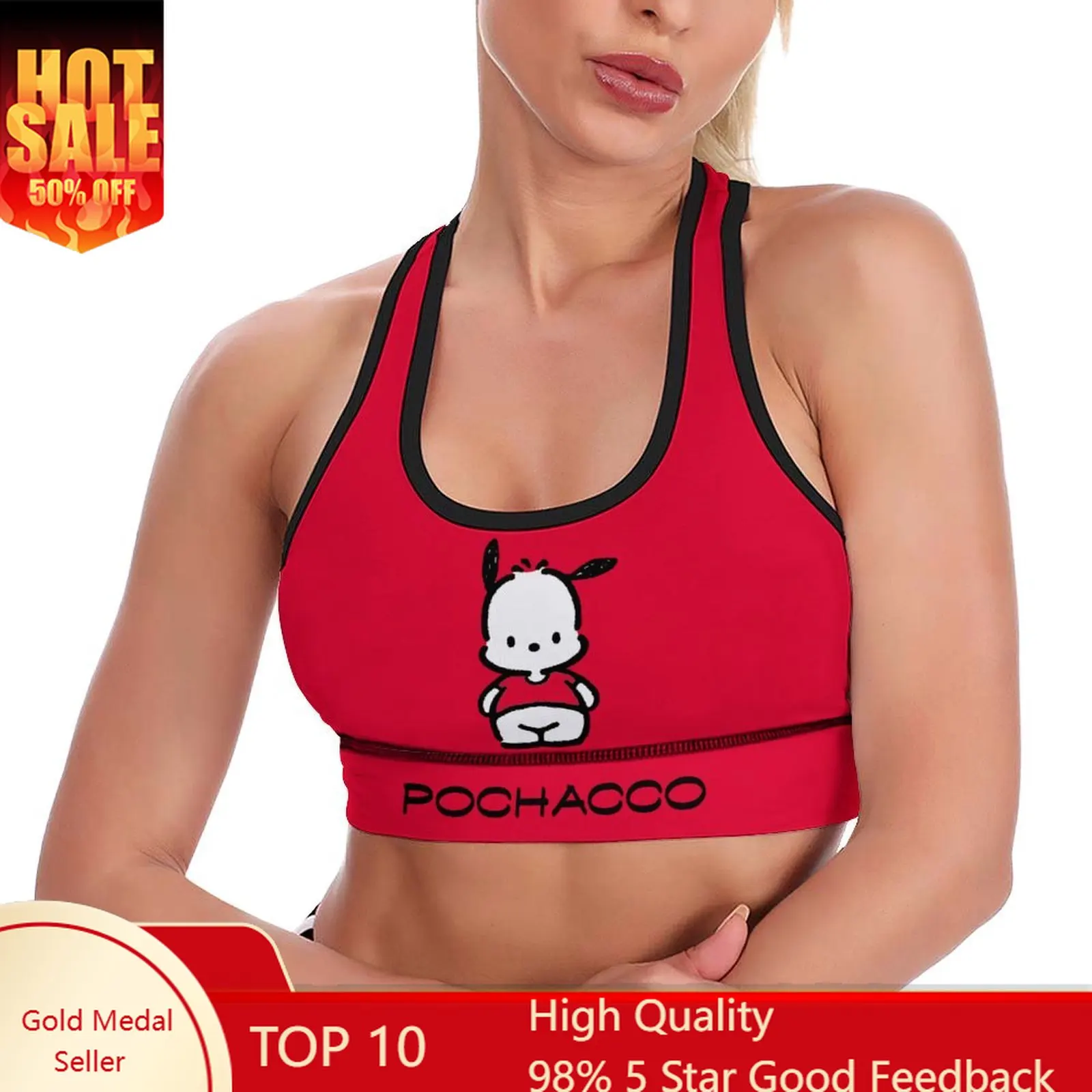 

Pochacco Sports Tank Top Woman Yoga Vest Sanrio Cartoon Sexy Crop Tanks Cute Racerback Tops Soft Undershirt