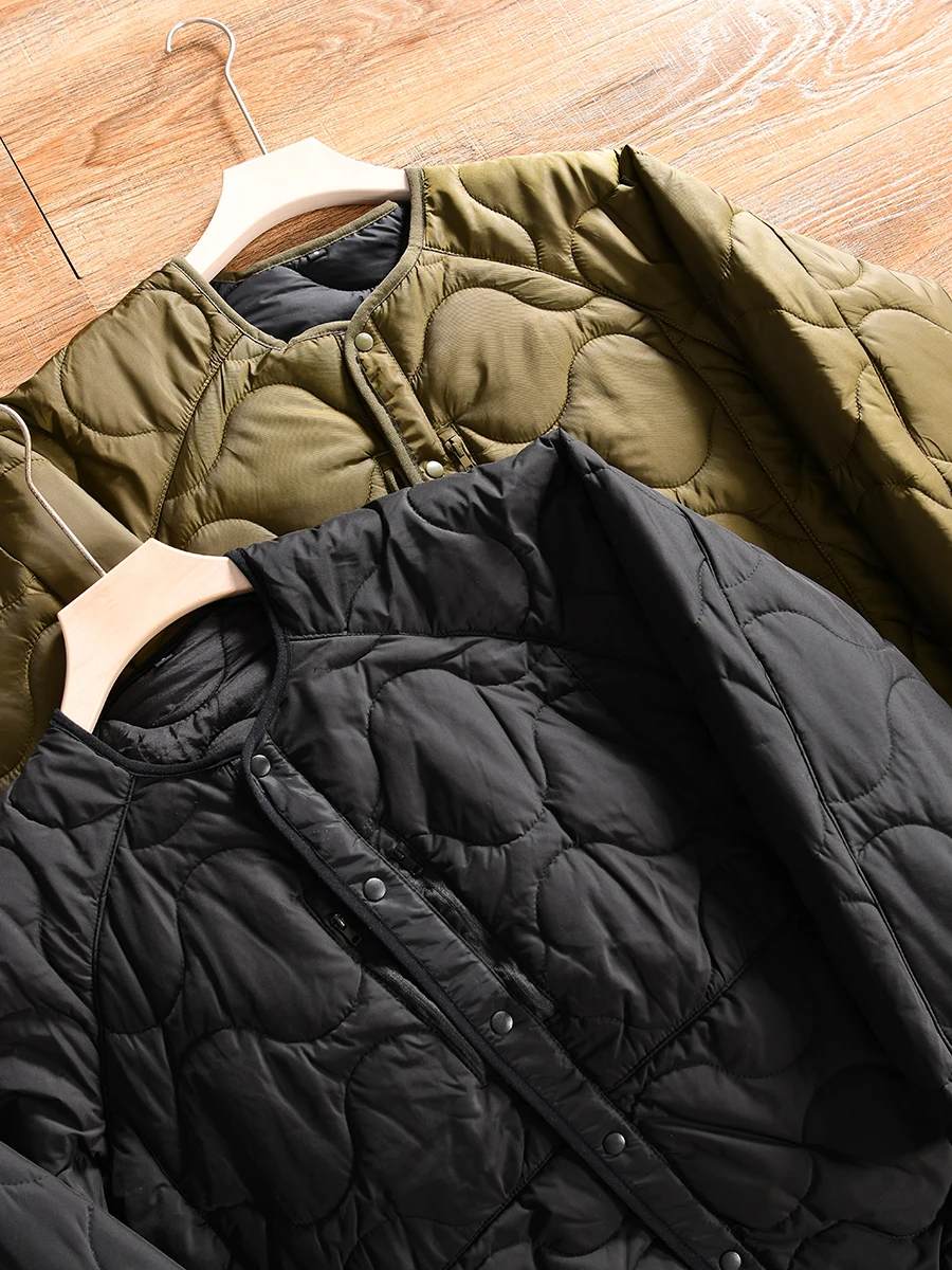 Autumn Winter Men's Fashion Casual Neckless Cotton Jacket Cozy Warmth Gourd Shape Stitching Clamp Cotton Clothes