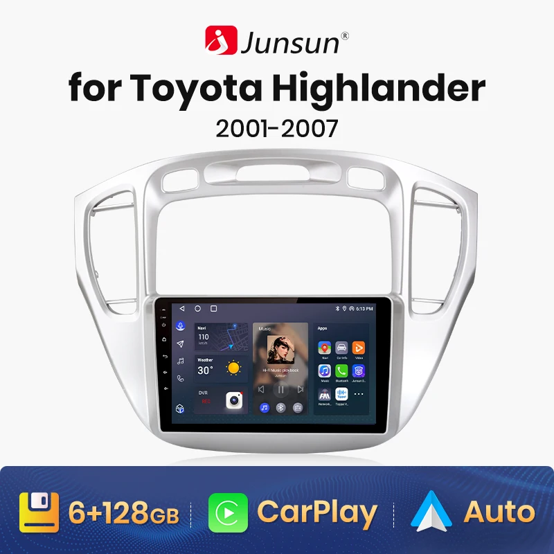 

Junsun V1 AI Voice Wireless CarPlay Android Auto Radio for Toyota Highlander 1 XU20 2001 - 2007 4G Car Multimedia GPS 2din