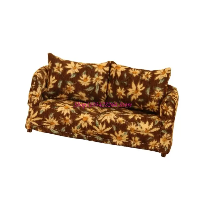 

Realistic Miniature Couch Model Figurine 1/12 Doll House Furntiure Upholstery