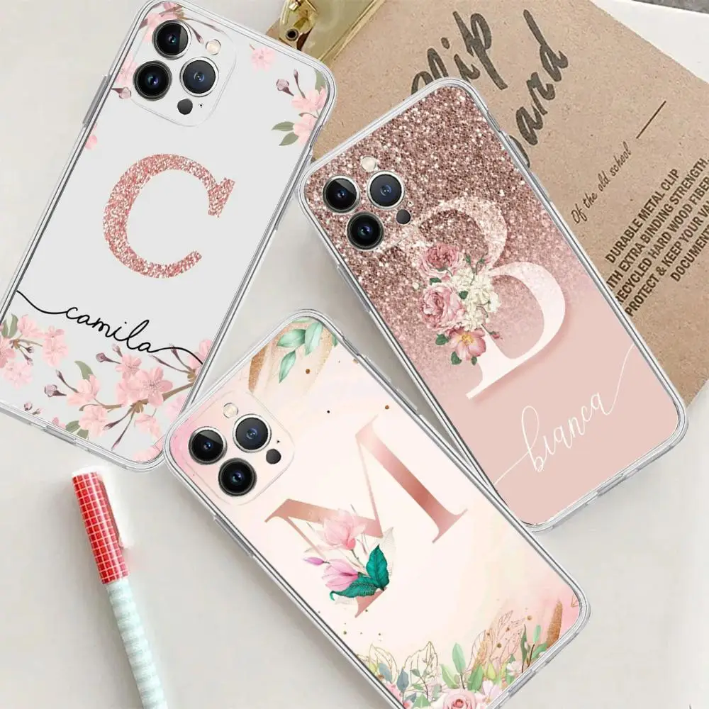 Personalized Name Marbled Phone Case For IPhone 15 14 13 12 Mini 11 Pro XS Max X XR SE 6 7 8 Plus Soft Silicone Cover