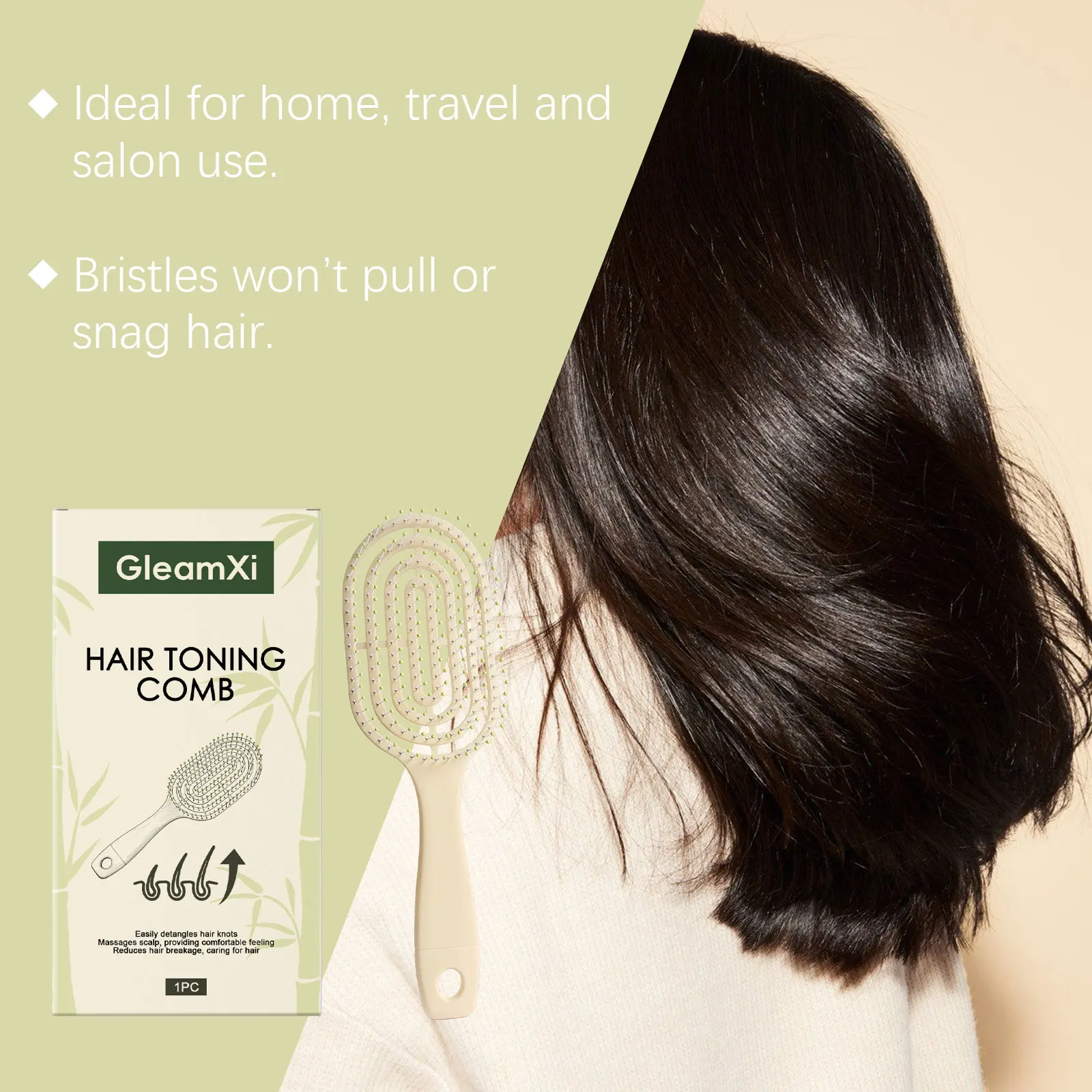 Hollow Out Massage Comb Soft Tangle-Free Smooth Brush for Tangled Wet Curly Hair Voluminous Silky Hair Scalp Massager Comb