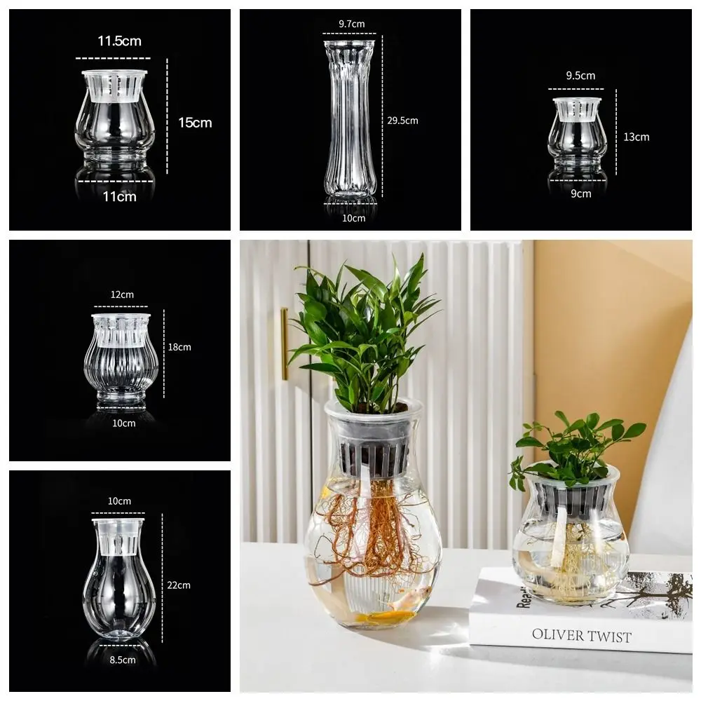 Creative Self Watering Hydroponic Flower Pot Plastic Transparent Aquatic Plant Container Simple Floor-standing Living Room