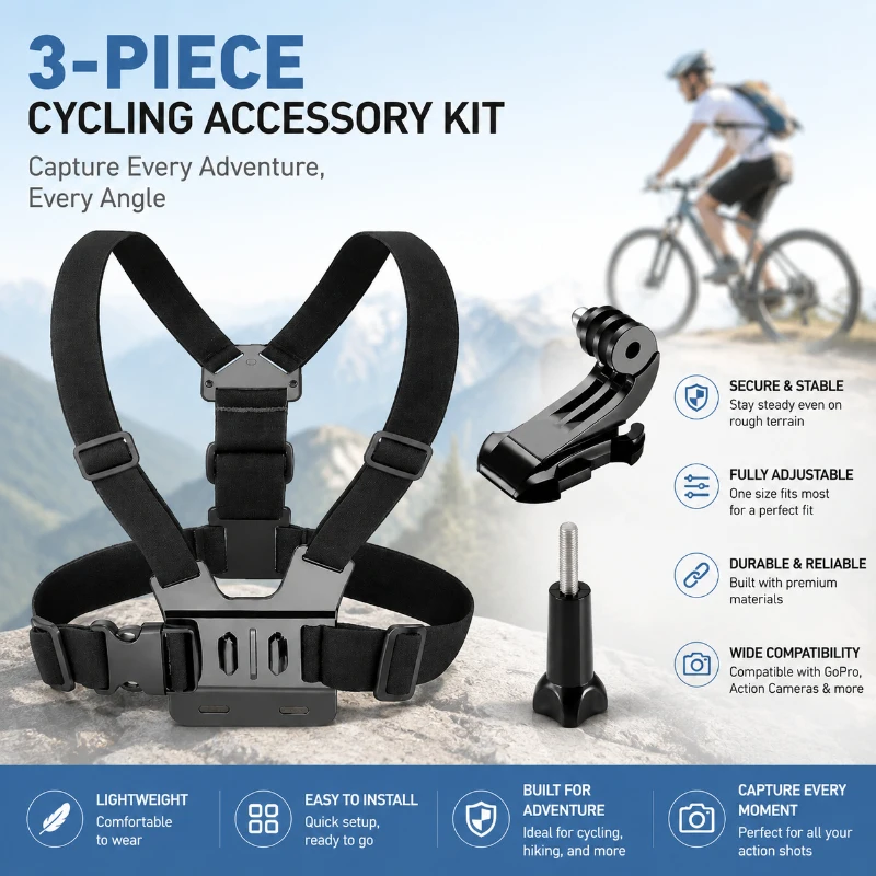 Kit de Correa para el Pecho con Soporte para Teléfono, Correa de Montaje Universal para GoPro, Insta360, Smartphone, Accesorio para Grabación con Manos Libres al Aire Libre