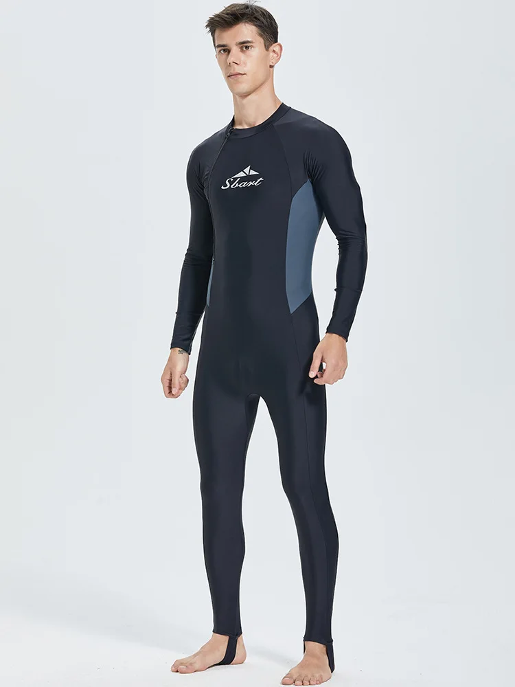 Tight fitting men's one piece swimsuit Long sleeved sun protection quick drying high elasticity breathable swimsuit