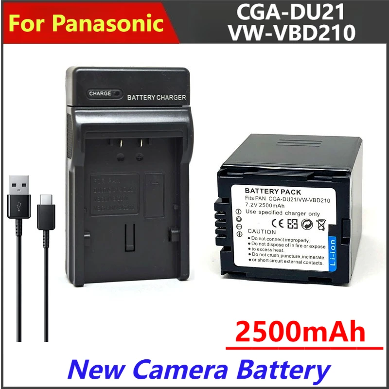 

2500mAh CGA-DU21 VW-VBD210 Battery Charger For Panasonic NV GS330 GS400 GS408 GS500 GS508 MX500 GS90 GS120 GS150 GS180 DU07 DU14