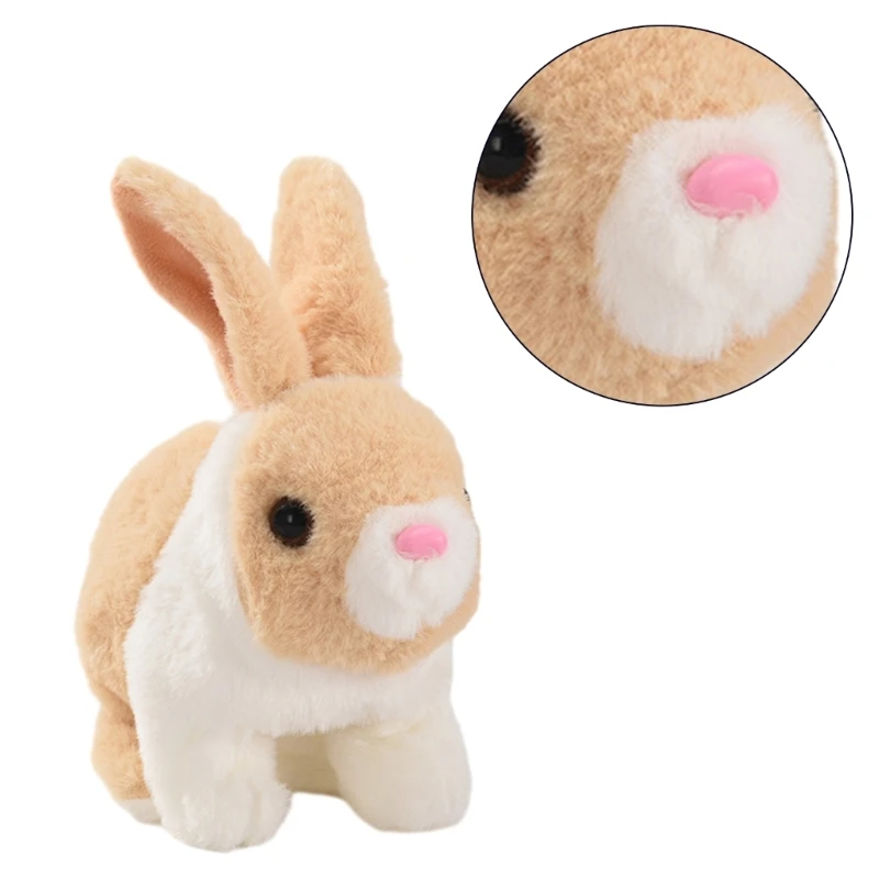 F19F Electronic Pet Plush Rabbit Toy Stuffed Animal Walking Barking Rabbit Toy Cuddly Toddler Crawl Education Toy