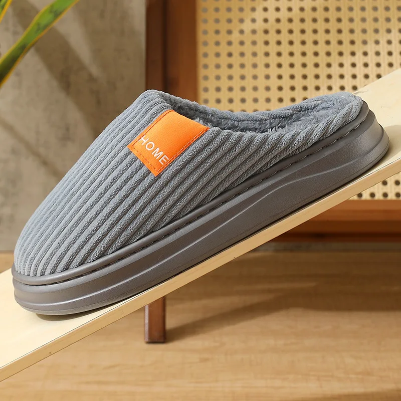 Herren Winter Extra Große Baumwoll-Hausschuhe Bequeme Warme Dicksohlen-Plüsch-Innenschuhe – Detail 13