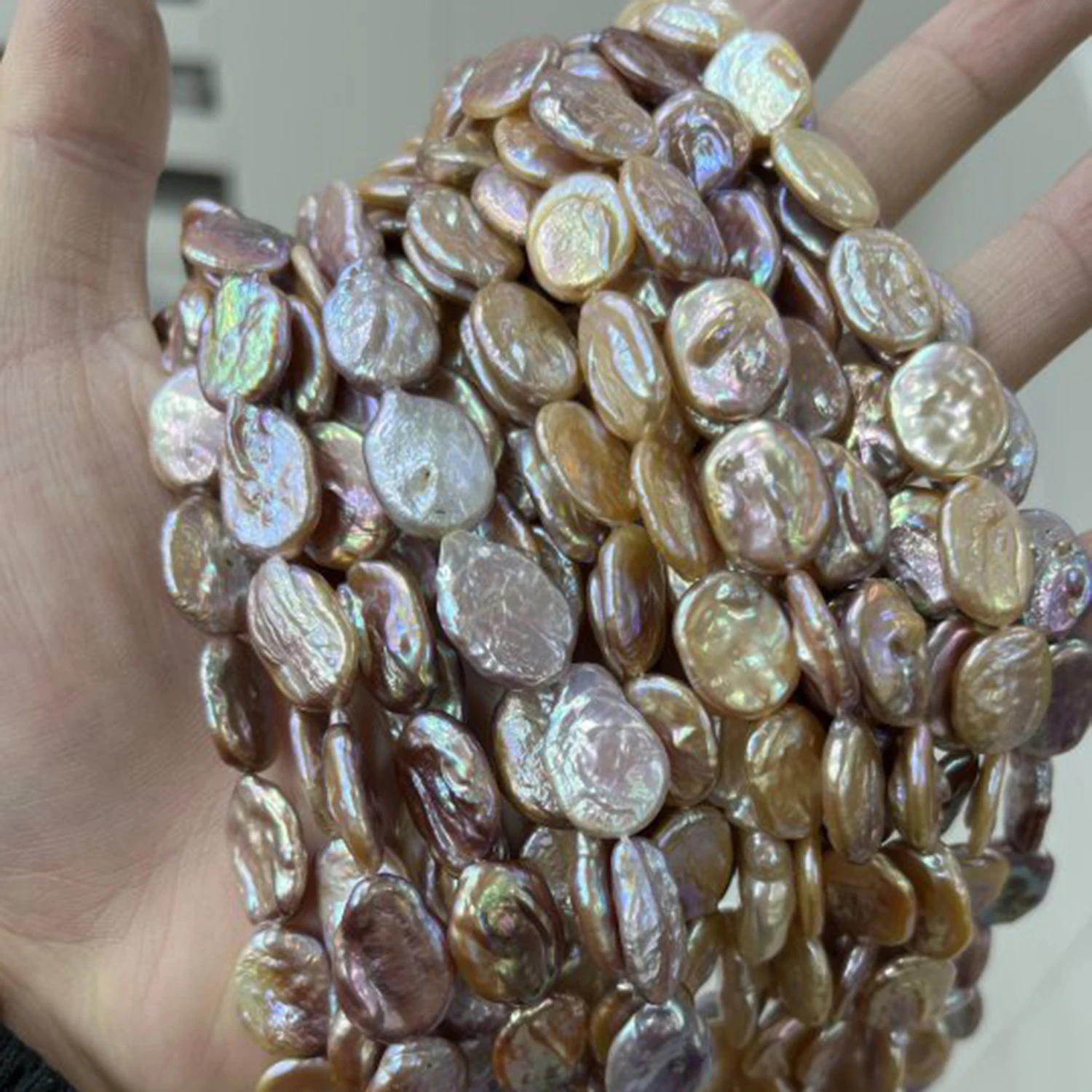 

Natural Pearl 11x14-12x15mm Round Purple Orange Freshwater Necklace Semi-Finished Baroque DIY Materials Accessories Jewelry
