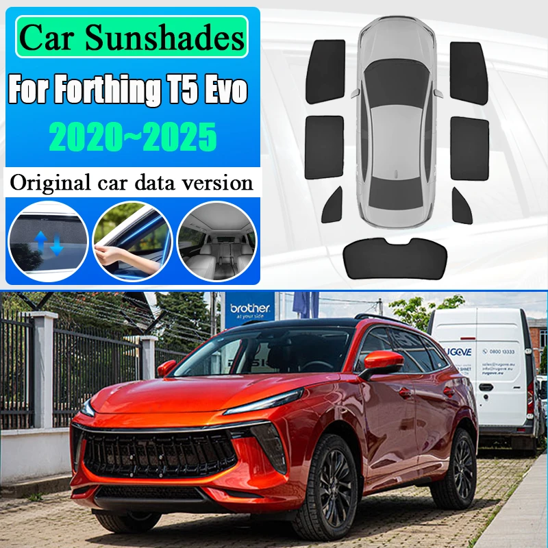 Car Mesh Sun Shades For DFSK Forthing T5 Evo 2020 2021~2025 Magnetic Sunshade Windshield Side Window Visor Tools Accessories
