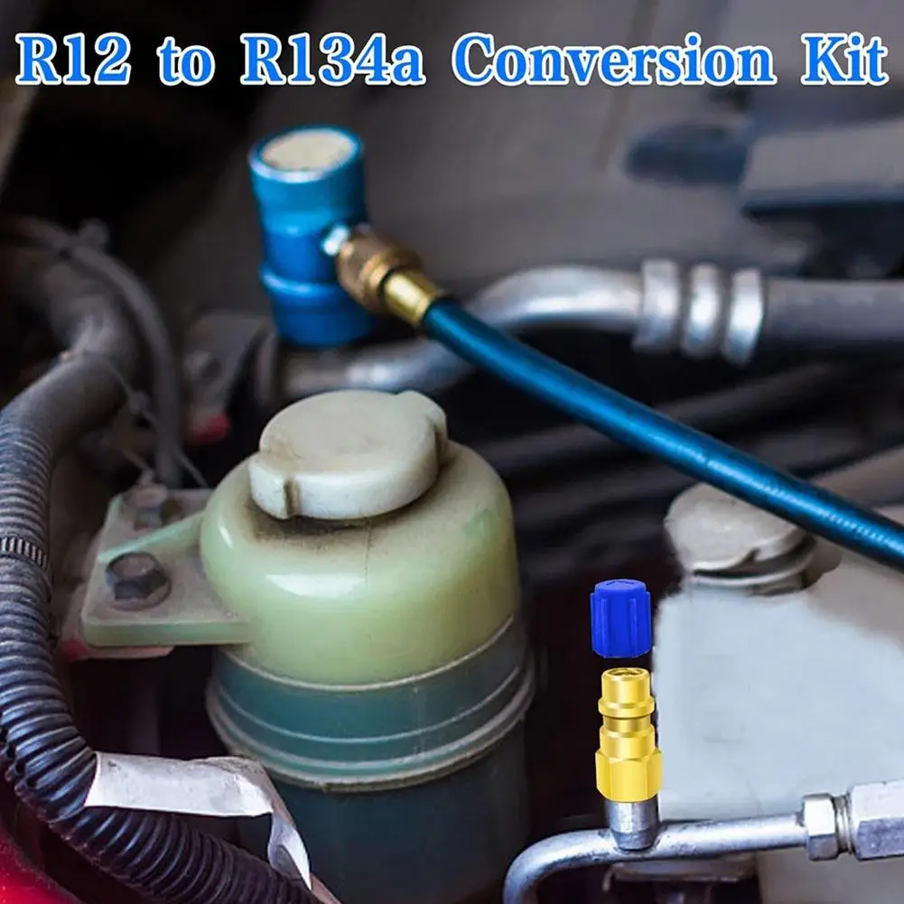 Kit de conversión de R12 a R134a, accesorios de válvula de carga de aire acondicionado, adaptador de puerto, Conector de desconexión rápida de modificación de coche