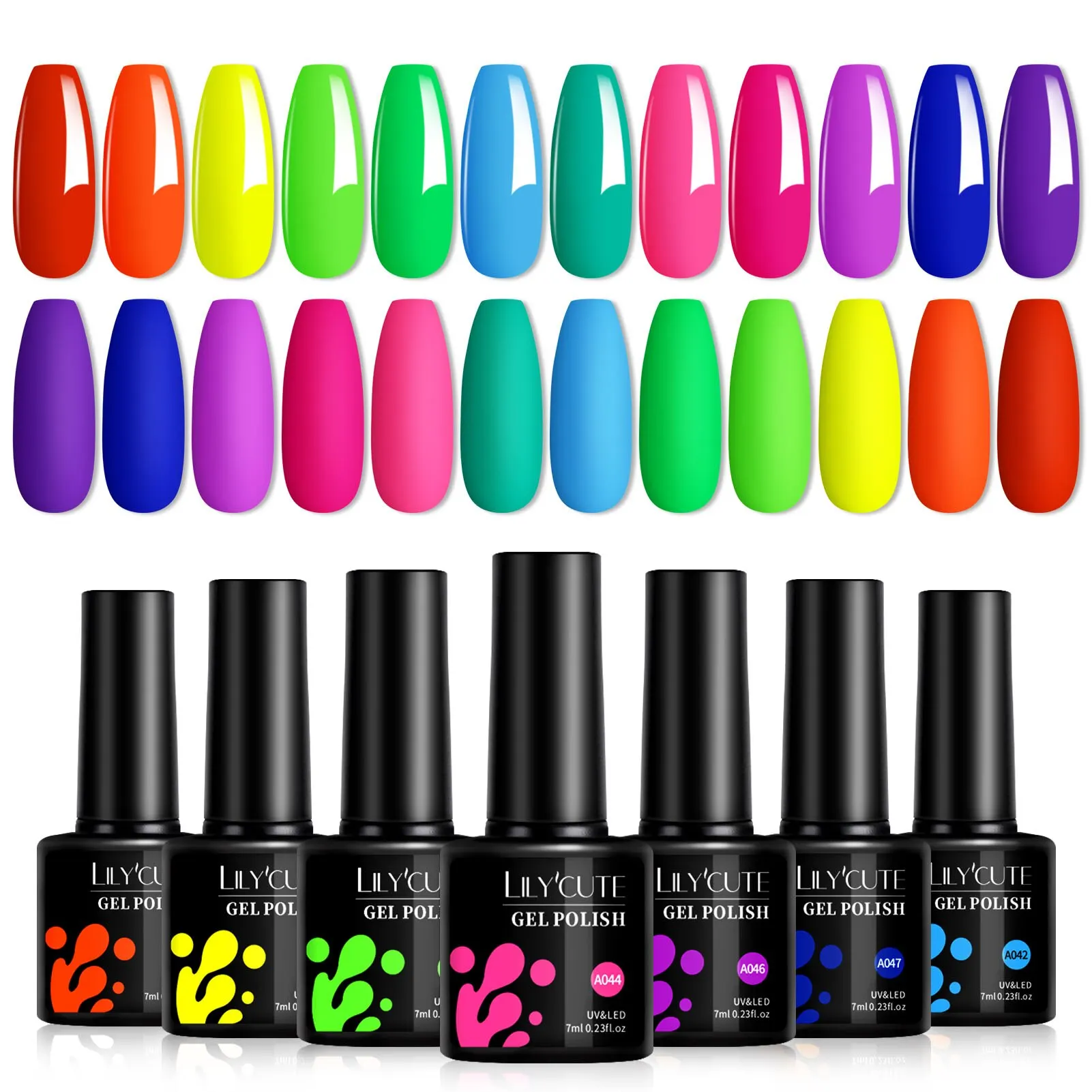 LILYCUTE 12 stks/set nagelgellak roze neon fluorescerende kleuren semi-permanent doorweekt UV-led nagelkunstgelkit