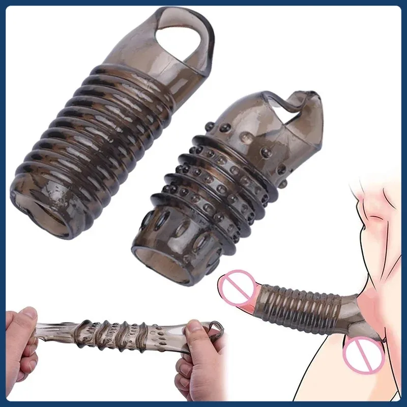 Silicone Penis Rings Reusable Sex Toys for Men Delay Ejaculation Stronger Erection Adult Supplies Linen Nozzle Ring Cock Gay 18+