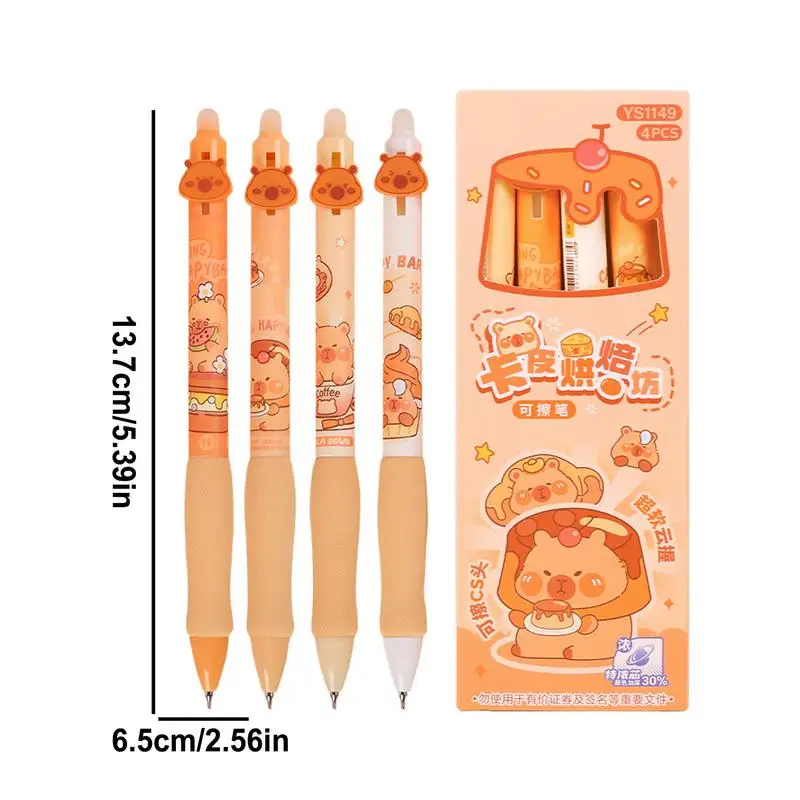 Canetas de gel apagáveis retráteis 4x canetas de rollerball de gel de tinta retrátil instrumentos de escrita de animais de desenho animado para mulheres homens meninas meninos