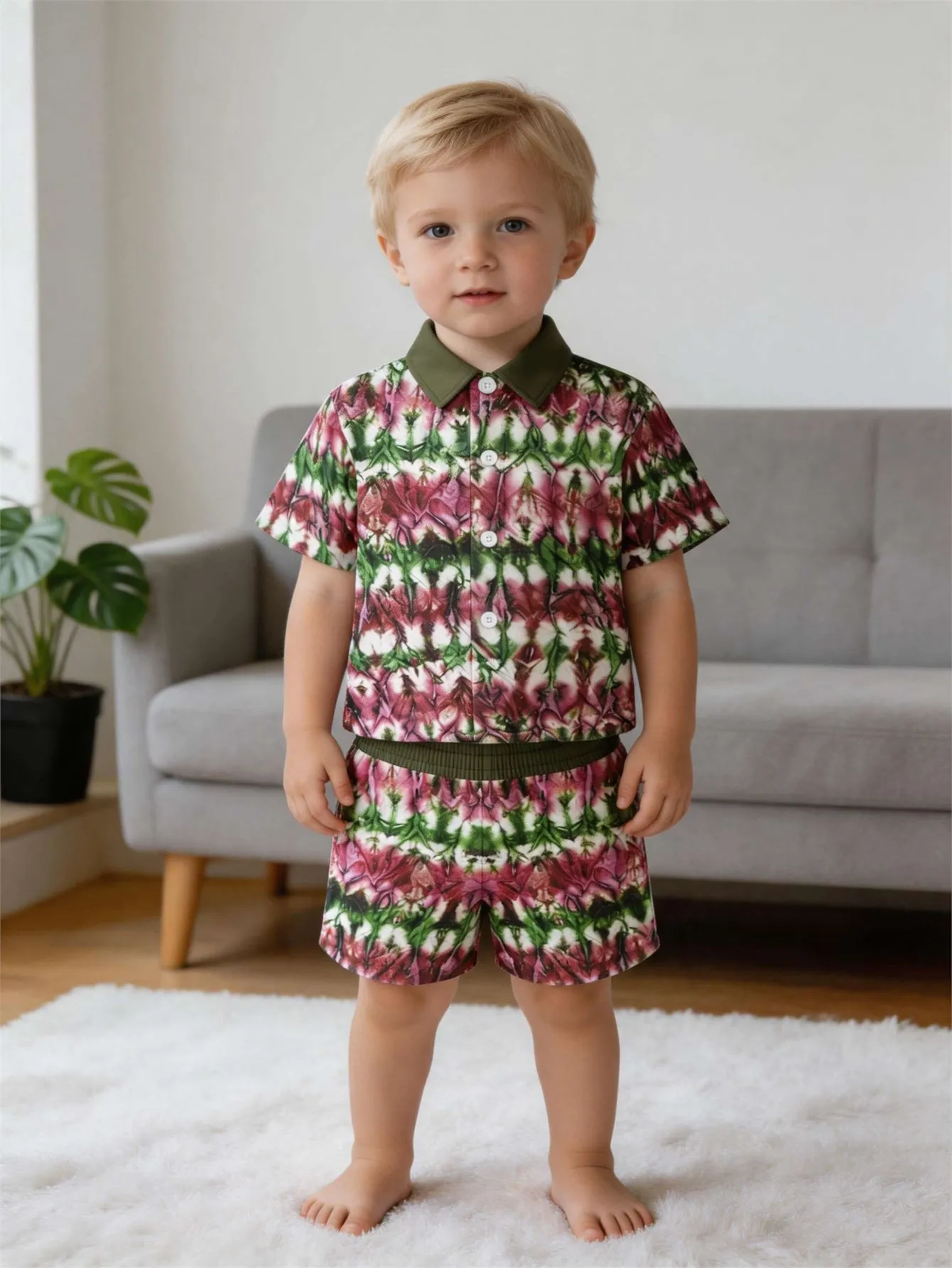 Baby boy shirt short sleeved shorts set summer style breathable, sweat absorbing, quick drying fabric comfortable and versatile