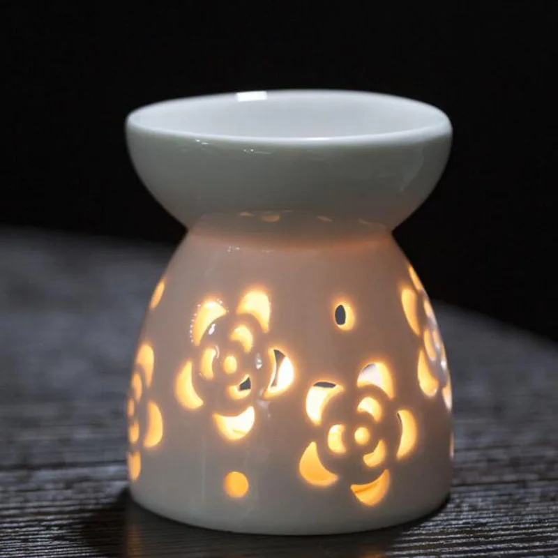 Porcelain Hollow Aroma Burner Essential Oil Censer Yoga Room Meditation Decor Aroma Diffuser Candle Holder Fragrance Item