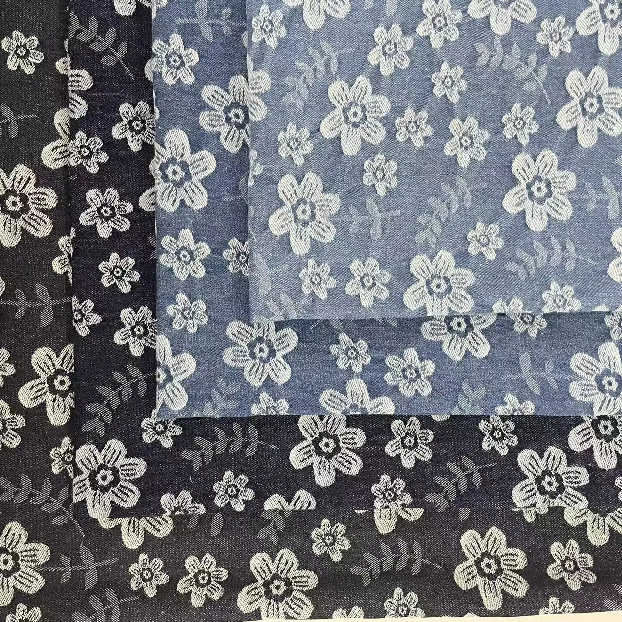 

Heavyweight Jacquard Washed Cotton Print Denim Fabric for Sewing Dresses outerwear Bags Pants bags shoes hats DIY Denim Fabrics