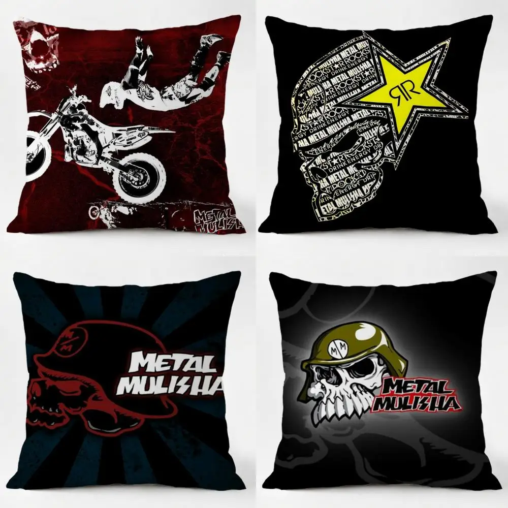 Motocross M-Metal Mulisha Cushion Cover Daily Washable Linen Pillowcase Soft  for Sofa Bed Home Room Decor