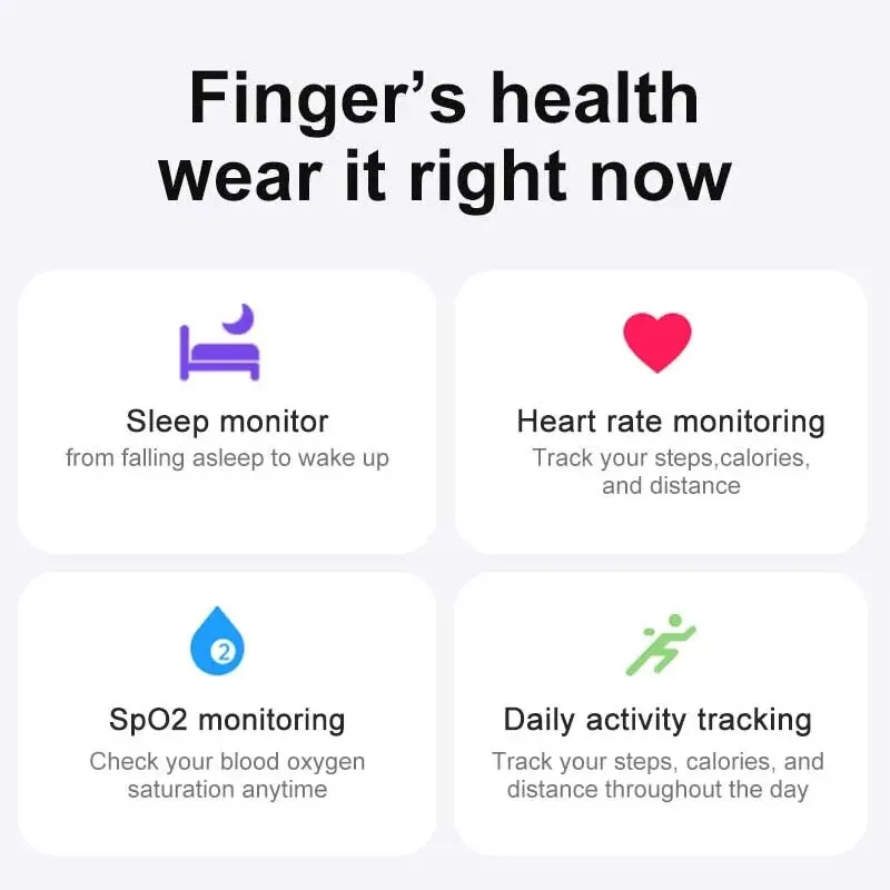 Neue Smart Ring Sensor Herzfrequenz test Edelstahl Mode Übung Sport daten Aufzeichnungen Fingerringe