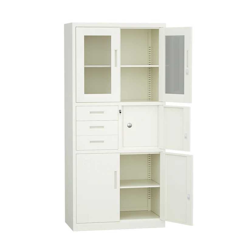 ！@Modern Steel File Cabinet 4-Door Storage with Key Lock for Home Office Hospital Use Easy Assembly Knocked-down Design