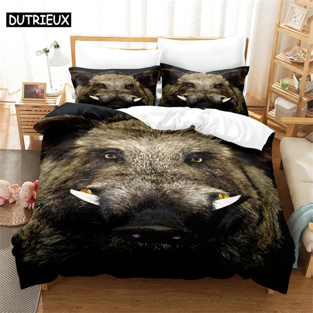 

3D Digital Printing Wild Boar Design Duvet Cover - Fashionable