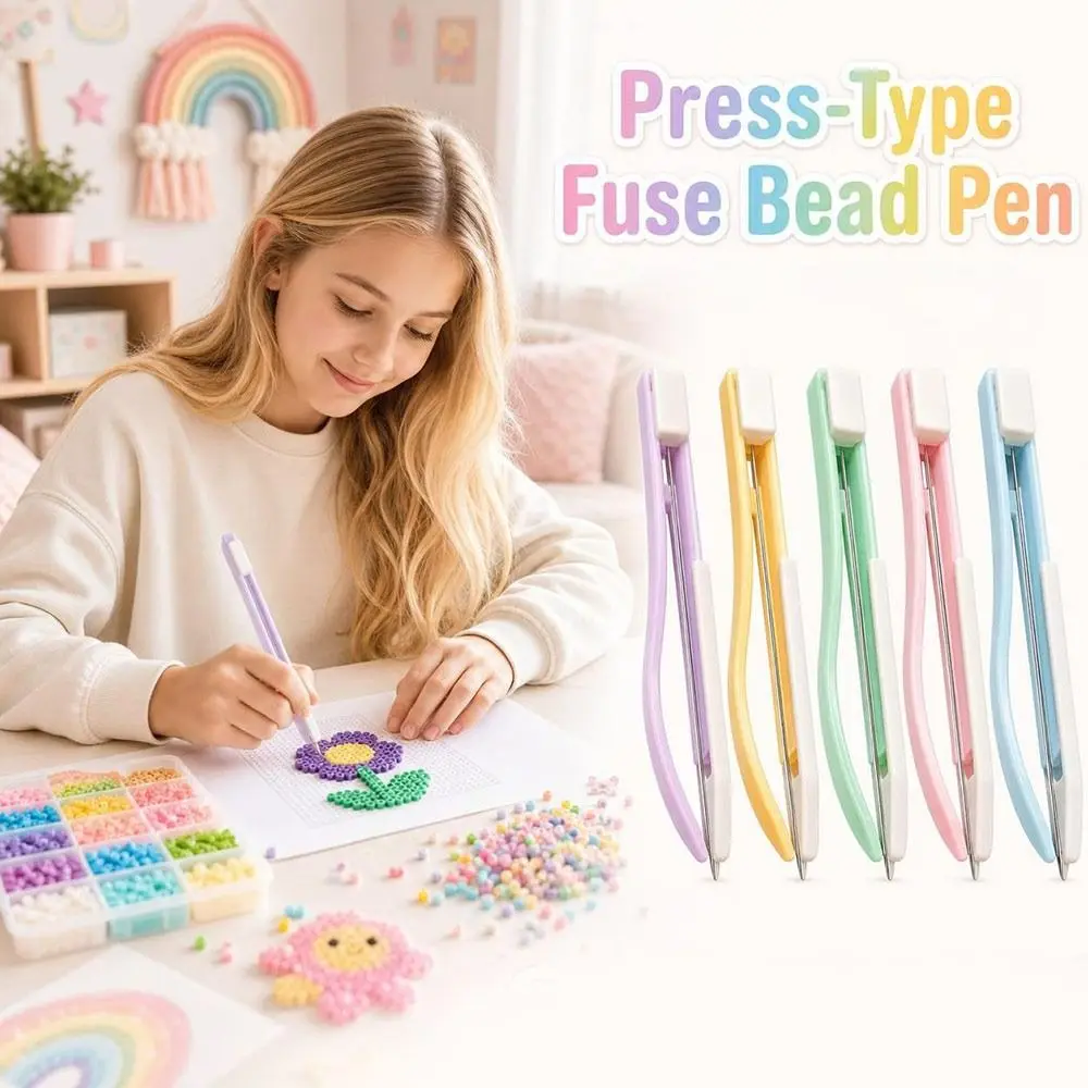 Smooth Slide Bean Needle Pen Press-On Mechanism No-Shake Press Point Grip Pen Point Grip Ironing Support Perler Bead Pen