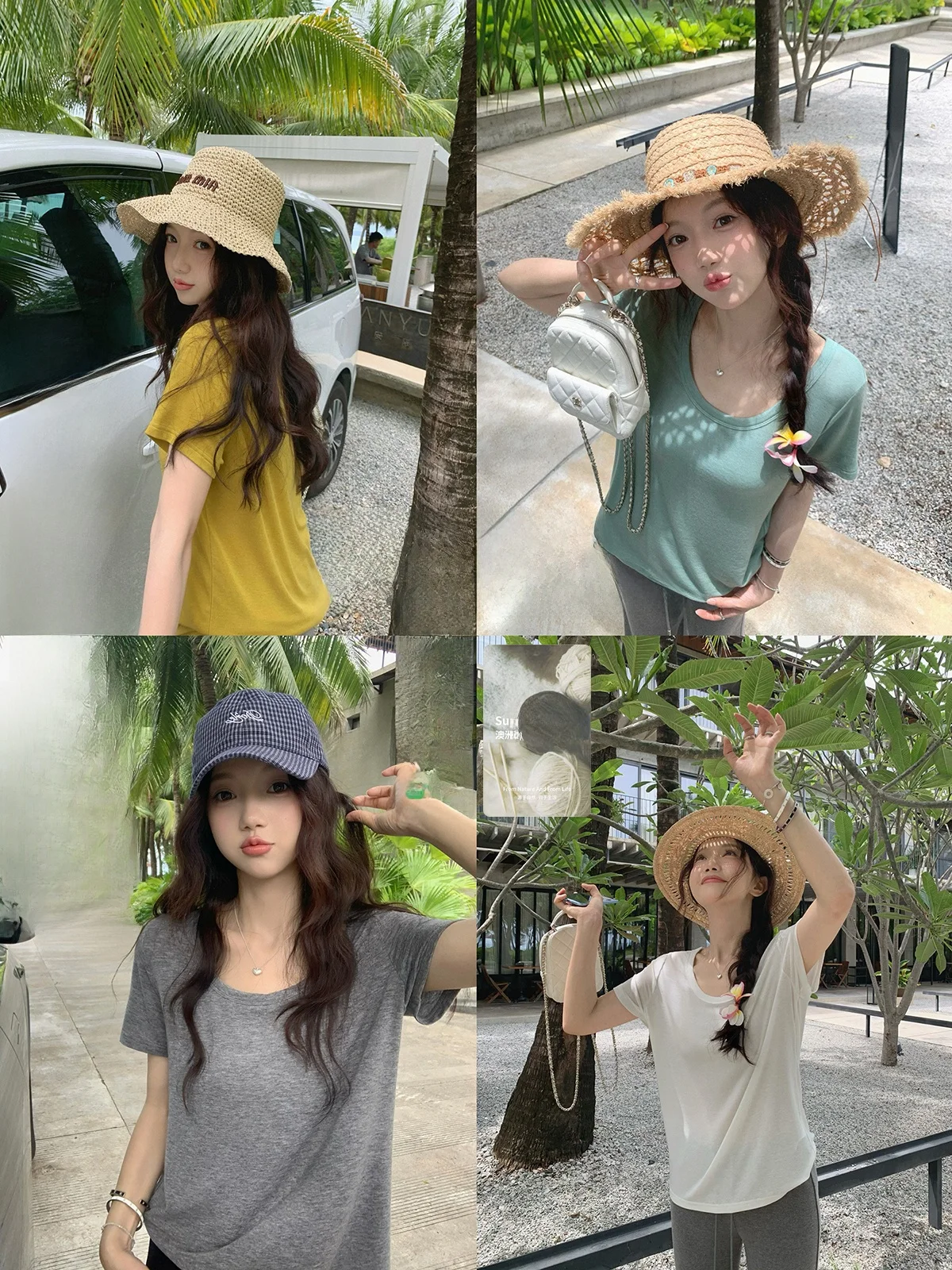 

Ibell Zhang Beibei Wool Silk Loose Slimming oulder Soft Airy U-Ne Cool T-irt Women Lightweight Breathable Casual Sle