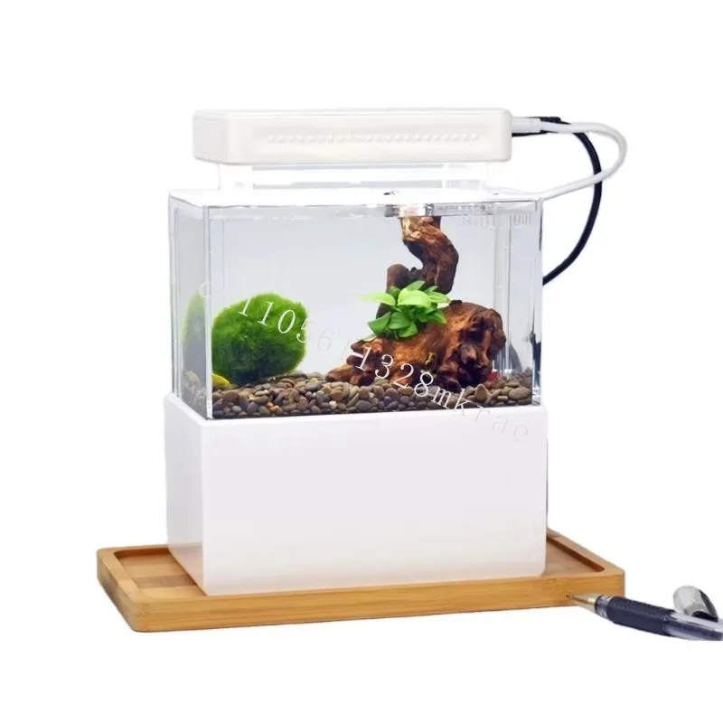 

Direct sales mini fish tank desktop aquarium aquarium aquarium with water filter LED light USB air pump plastic fish tank